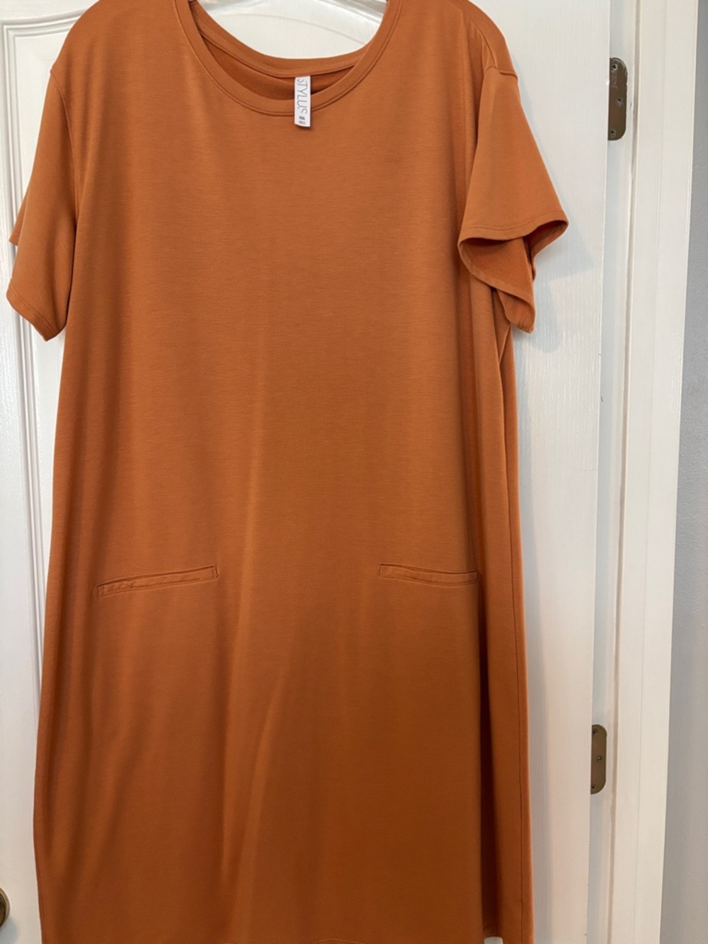 STYLUS Rust Orange Short-Sleeve Midi Dress